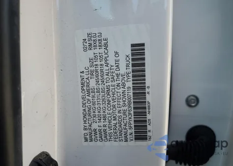 2024 Honda Ridgeline Trail Sport из США, поврежденный, VIN 5FPYK3F63RB007119